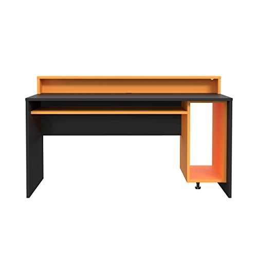 FORTE TEZAUR Gaming Computertisch, Holzwerkstoff, Schwarz Orange, B x H x T: 160 x 93,8 x 69 cm von Forte