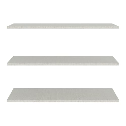 Forte VODOL Einlageböden-Set, 3er Set, ideal für Schränke und Regal der VODOL Serie, Holzwerkstoff, Grau Textilnachbildung, 117,2 cm breit x 52,7 cm hoch x 2,2 cm tief von Forte