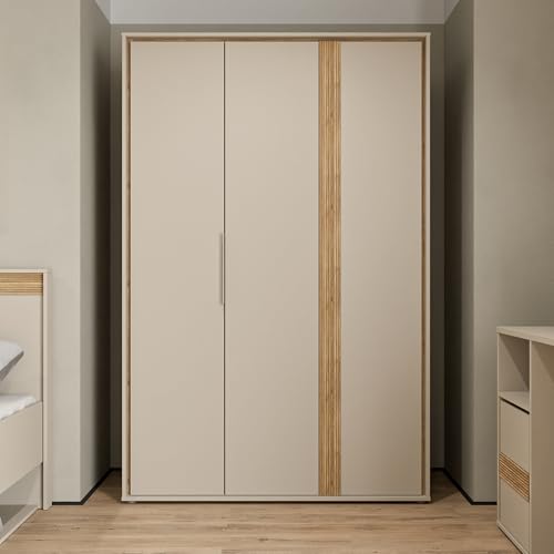 Forte WEXLIN Kleiderschrank 120 130, moderner Kleiderschrank, 2 Drehtüren, Kinder- und Jugendzimmer, Holzwerkstoff, Kaschmir|Beige|Mauvella Eiche Holzdekor, 126,3 cm breit x 193,7 cm hoch x 60 cm tief Forte WEXLIN Kleiderschrank 120 130, moderner Kleiderschrank, 2 Drehtüren, Kinder- und Jugendzimmer, Holzwerkstoff, Kaschmir|Beige|Mauvella Eiche Holzdekor, 126,3 cm breit x 193,7 cm hoch x 60 cm tief von Forte