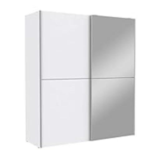 Forte WHITE KISS Kleiderschrank, Holzwerkstoff, Weiß mit Spiegel, B x H x T: 170,3 x 190,5 x 61,2 cm von Forte