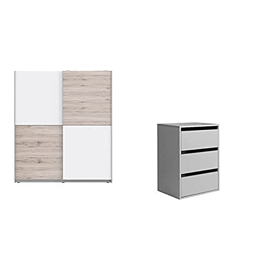 Forte Winner 1.7 M Kleiderschrank Sandeiche mit Weiß + Schubkastenblock von Forte