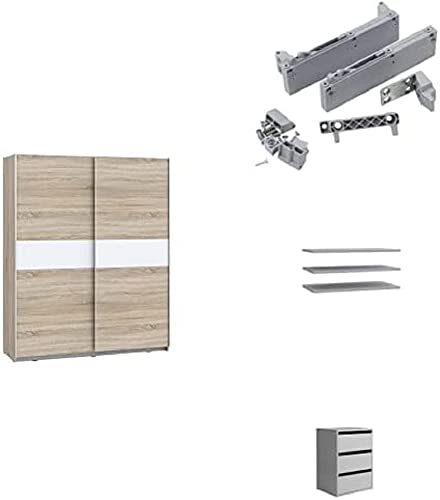 Forte Winner Plus 1,7 M Kleiderschrank Sonoma Eiche mit Weiß Set Premium von Forte