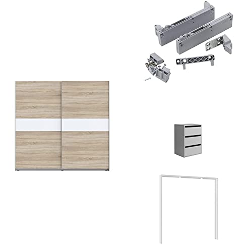 Forte Winner Plus 2,2 M Kleiderschrank Sonoma Eiche mit Weiß Set Premium+ von Forte