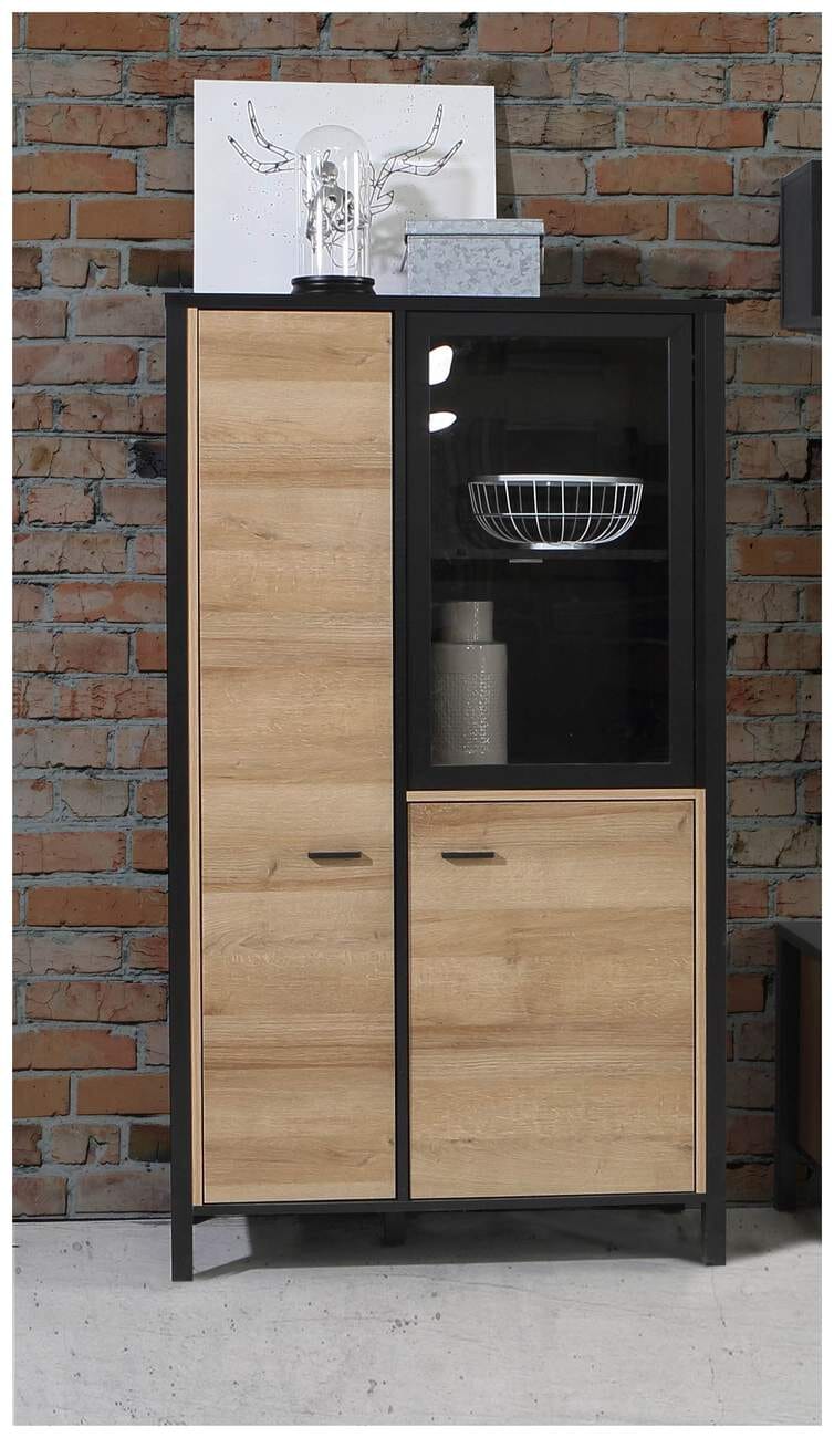 Highboard HIGH ROCK 2+1 Türen Riviera Eiche Optik / Schwarz, von Forte von Forte