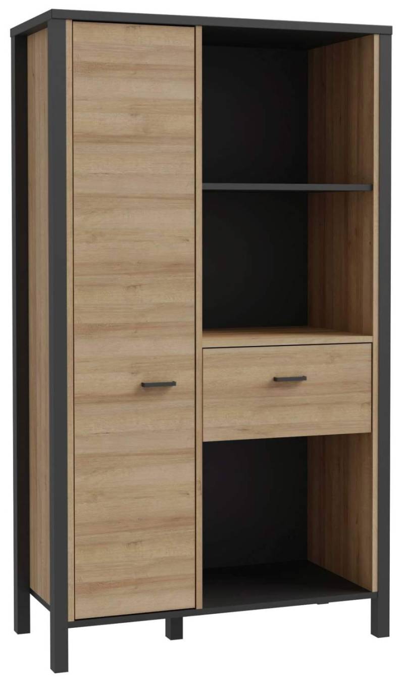 Highboard Regal HIGH ROCK Riviera Eiche Optik / Schwarz, von Forte von Forte