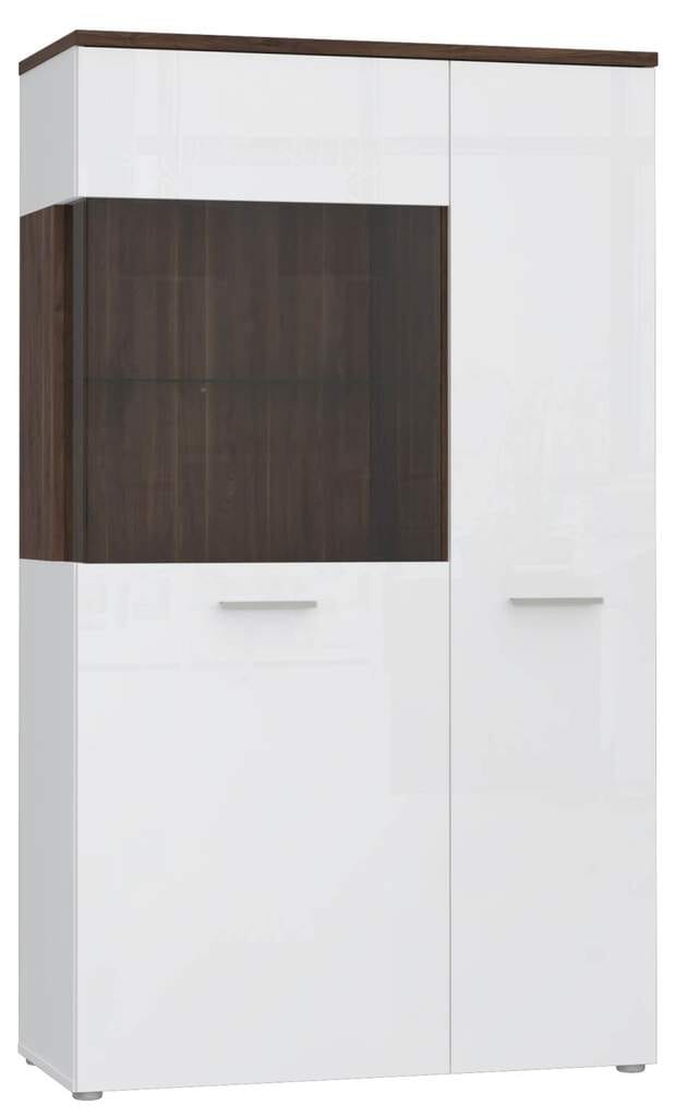 Highboard Vitrine RAIDON Optik: Weiß Walnuss Front Highgloss von Forte von Forte