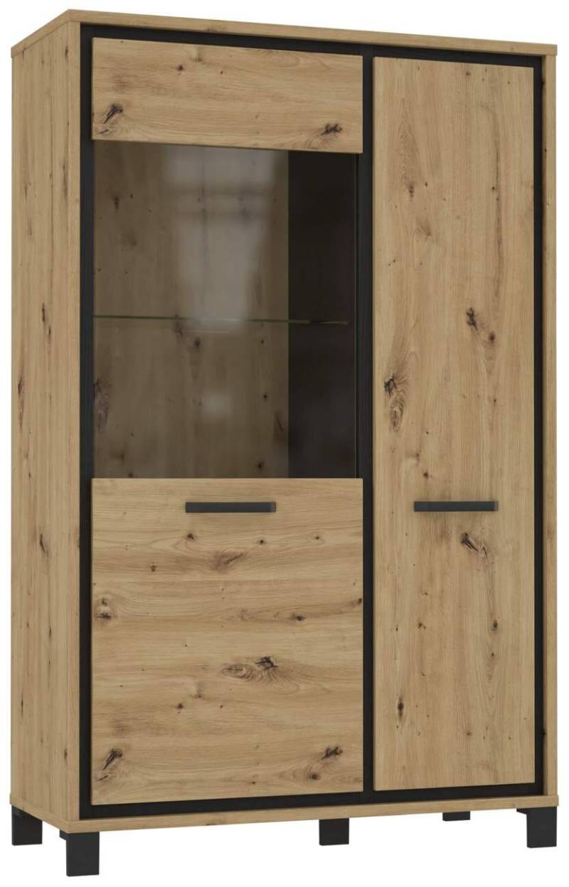 Highboard Vitrine TRONDHEIM Artisan Eiche / Schwarzeiche Optik, Forte von Forte