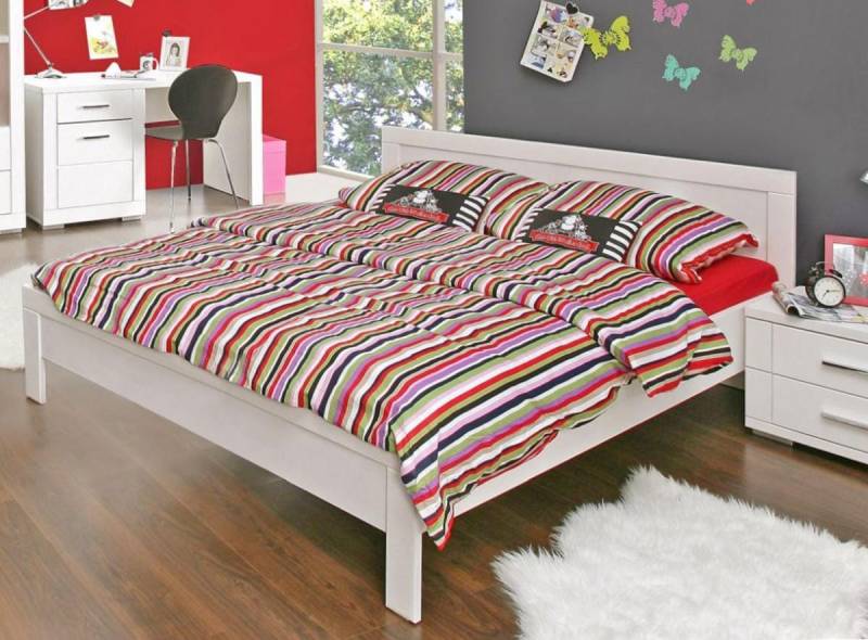 Jugendbett SNOW Bett 140 x 200 cm, Einzelbett in Weiß matt, von Forte Jugendbett SNOW Bett 140 x 200 cm, Einzelbett in Weiß matt, von Forte von Forte