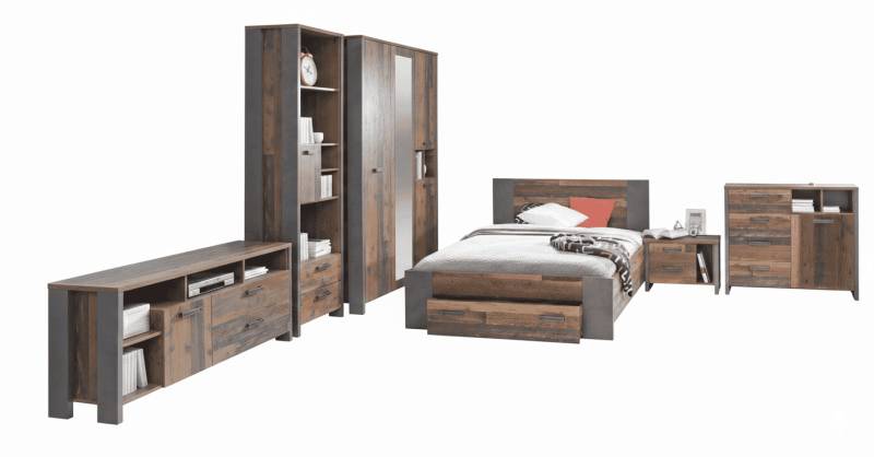 Jugendzimmer CLIF Komplettset 7-tlg. Optik: Old Wood Vintage von Forte von Forte