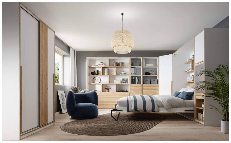 Jugendzimmer Gästezimmer S-ROOM 1 in Weiß und Catania Eiche von Forte von Forte