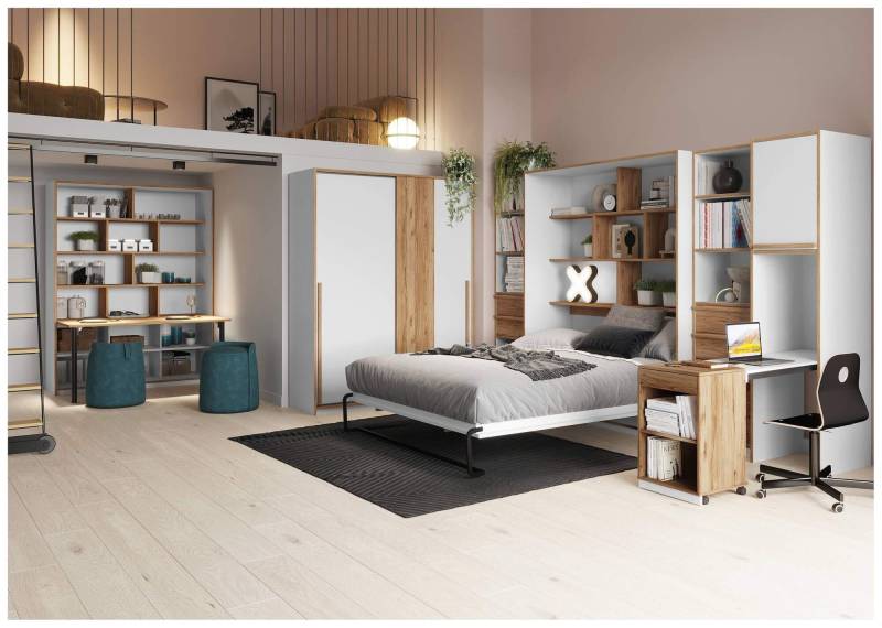 Jugendzimmer Gästezimmer S-ROOM 2 in Weiß und Catania Eiche von Forte von Forte