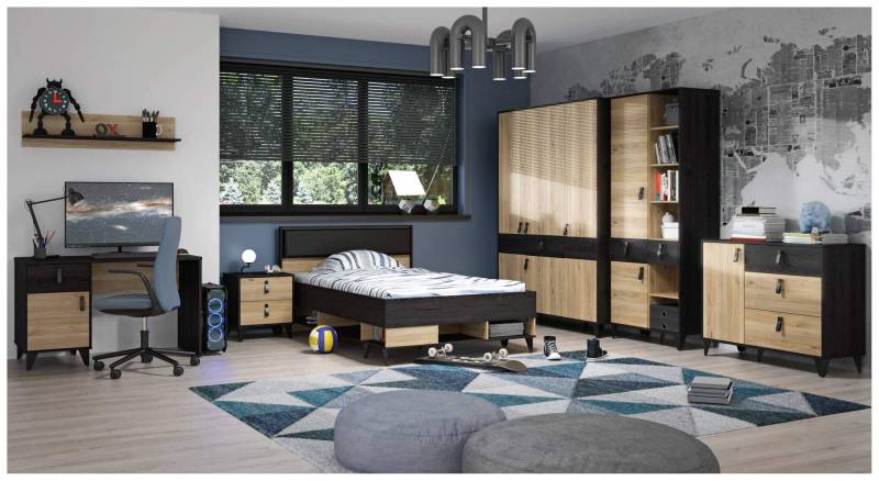 Jugendzimmer LYA mit 4-trg. Schrank Optik: Mauvella / Cabezone Eiche von Forte