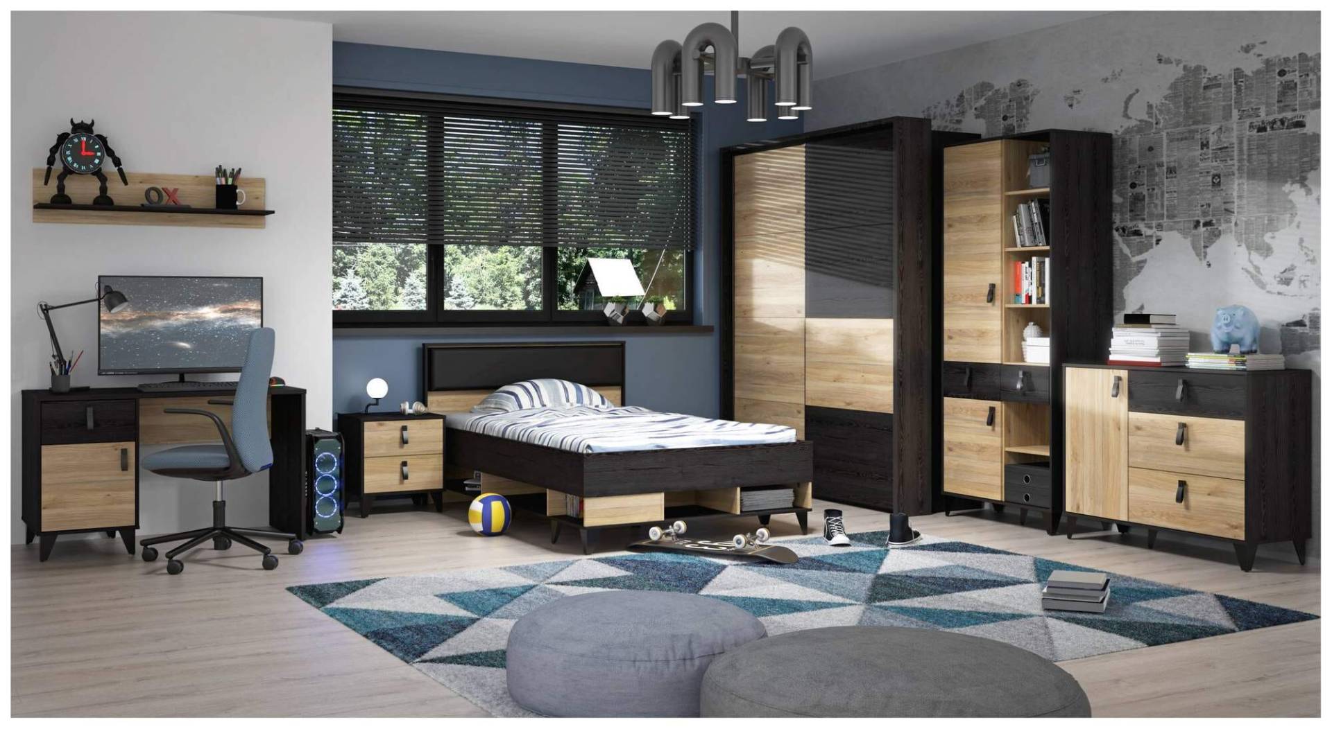 Jugendzimmer LYA mit Schwebetürenschrank in Eicheoptik mit Kontrast Jugendzimmer LYA mit Schwebetürenschrank in Eicheoptik mit Kontrast von Forte