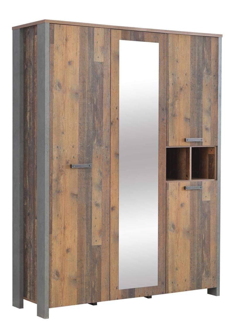 Kleiderschrank CLIF 4-trg. Old Wood Vintage Beton Optik von Forte von Forte
