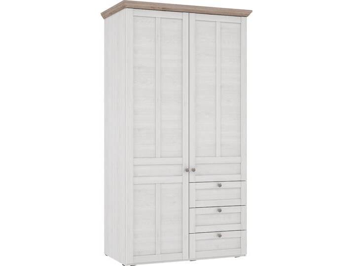 Kleiderschrank FORTE Iloppa, Schlafzimmerschrank im Landhausstil , braun (schnee eiche, nelson eiche), B:105,3cm H:192,6cm T:57,3cm, FSC-zertifizierter Holzwerkstoff, Schränke, Kleiderschrank Drehtürenschrank, Maße: B/H/T ca. 105,3x192,6x57,3 cm, Schrank mit Spiegel von Forte