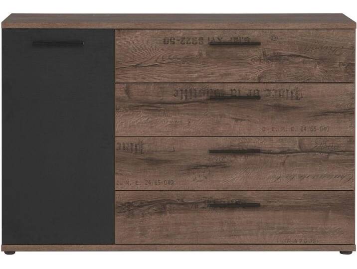 Kombikommode FORTE Jacky , braun (schlammeichefarben, schwarzeichefarben), B:125cm H:83cm T:41cm, FSC-zertifizierter Holzwerkstoff, Sideboards von Forte