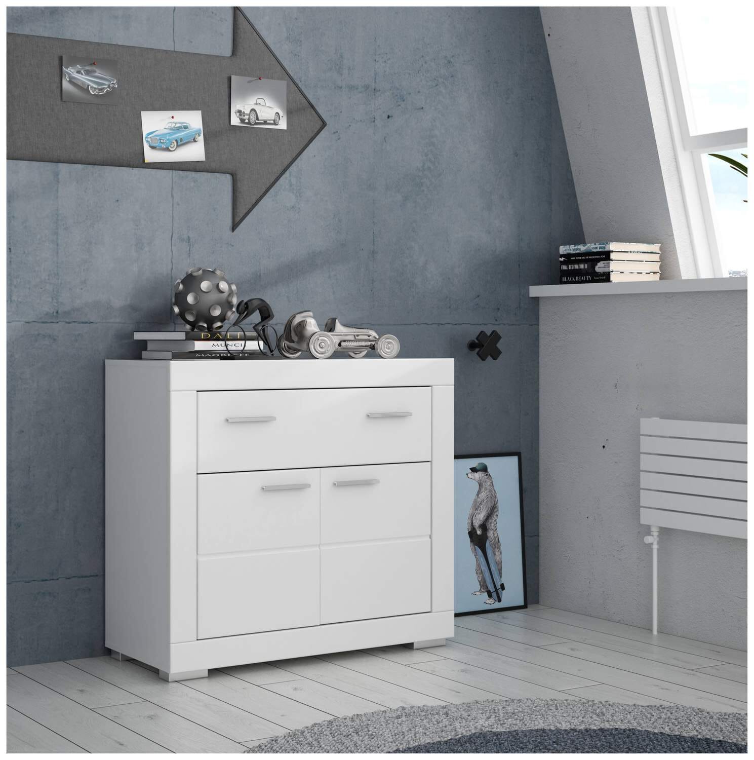 Kommode SNOW Anrichte mit 2 Türen, 1 Schublade, Weiß matt, von Forte Kommode SNOW Anrichte mit 2 Türen, 1 Schublade, Weiß matt, von Forte von Forte