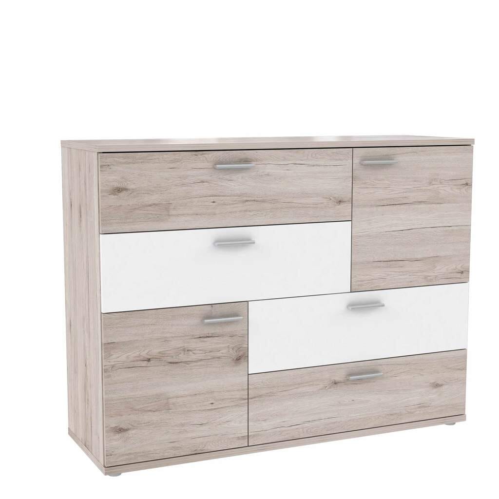 Kommode Sideboard SKIVE Optik: Sandeiche / Weiß von Forte von Forte