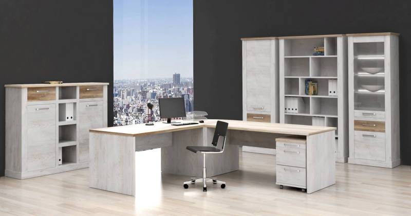 Komplettbüro DURO 2 mit Winkelschreibtisch Pinie weiß Eiche antik Komplettbüro DURO 2 mit Winkelschreibtisch Pinie weiß Eiche antik von Forte