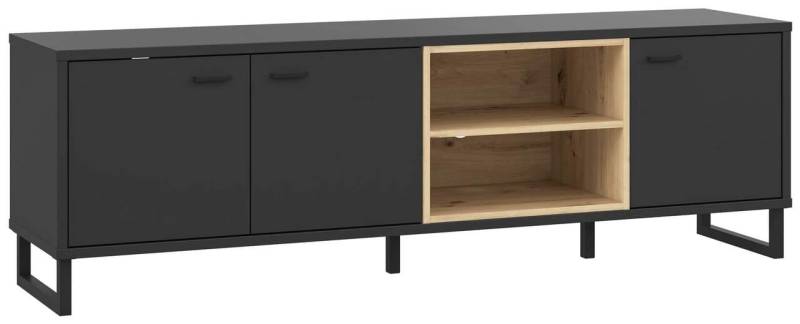 Lowboard TV-Kommode DECYMA Optik Schwarz/ Artisan Eiche von Forte von Forte