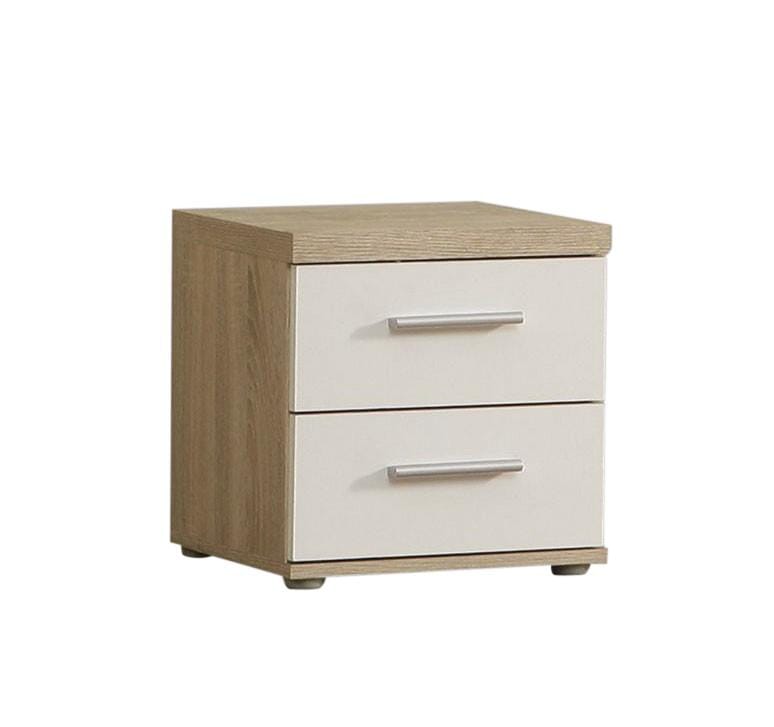 Nachtkästchen Nachttisch Winnie in Sonoma Eiche 2 Schubladen in Weiß von Forte