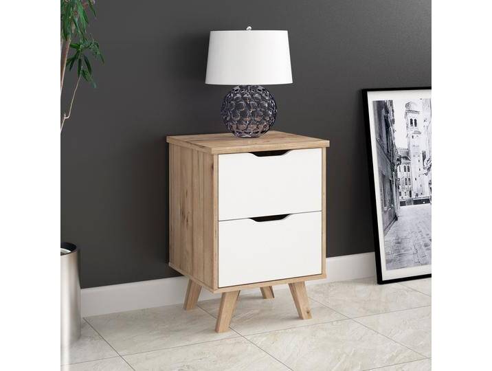 Nachtkommode FORTE Vankka , weiß (planken eiche, weiß), B:45cm H:63,9cm T:42cm, FSC-zertifizierter Holzwerkstoff, Sideboards, mit Griffmulde und Vierkantfüßen von Forte