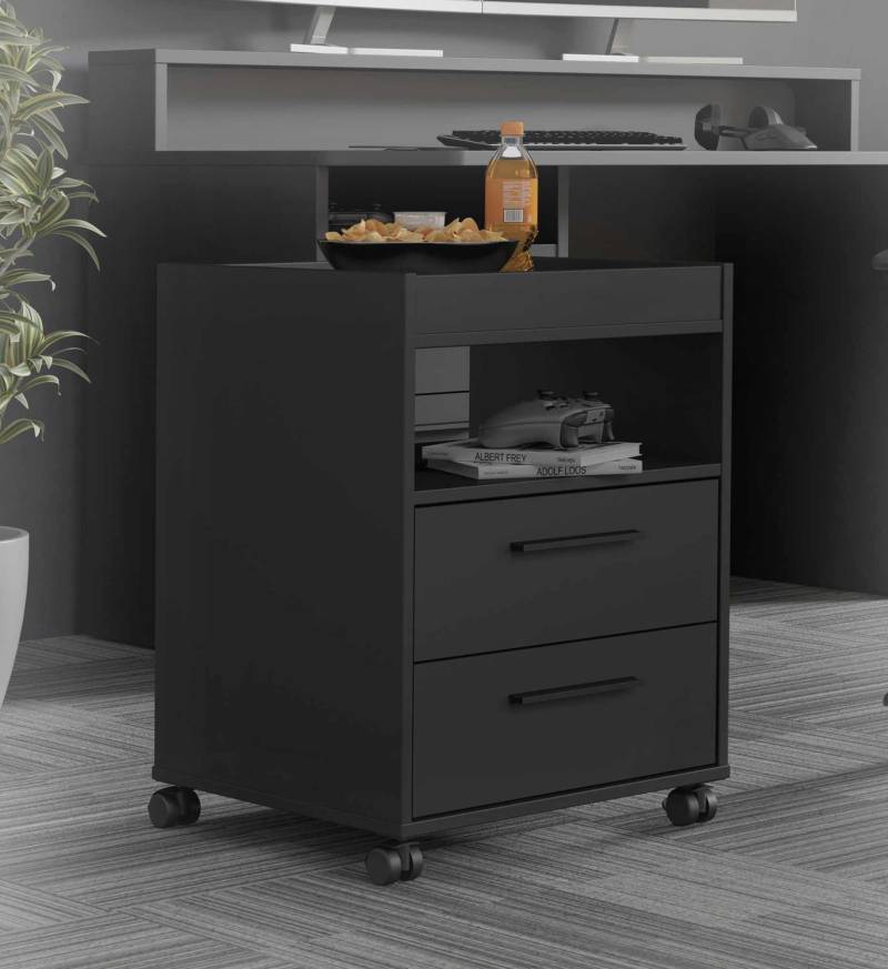 Rollcontainer TEZAUR Schwarz mit 2 Schubladen von Forte von Forte