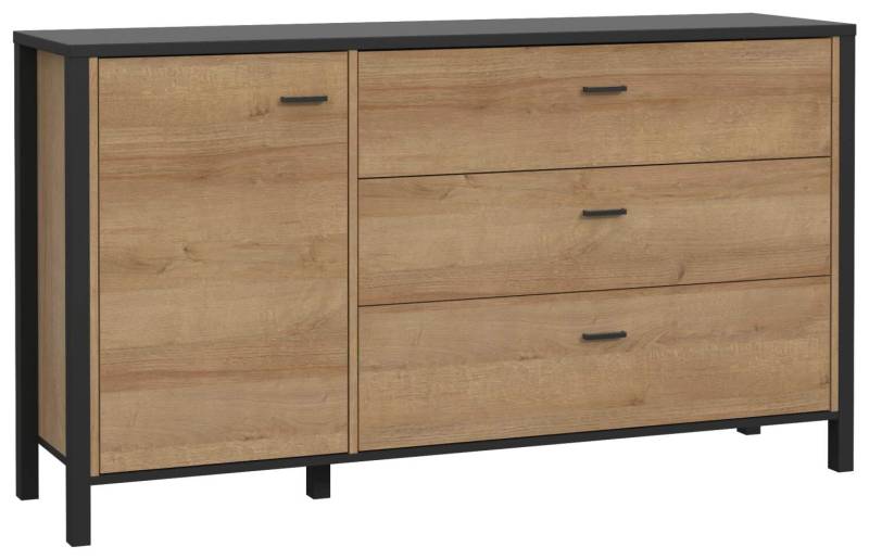 Sideboard Kommode HIGH ROCK Riviera Eiche Optik / Schwarz, Forte von Forte