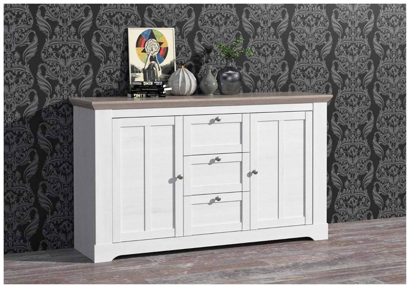 Sideboard Kommode ILOPPA 2-trg. 3 Schubladen Optik: Schneeeiche, Forte von Forte
