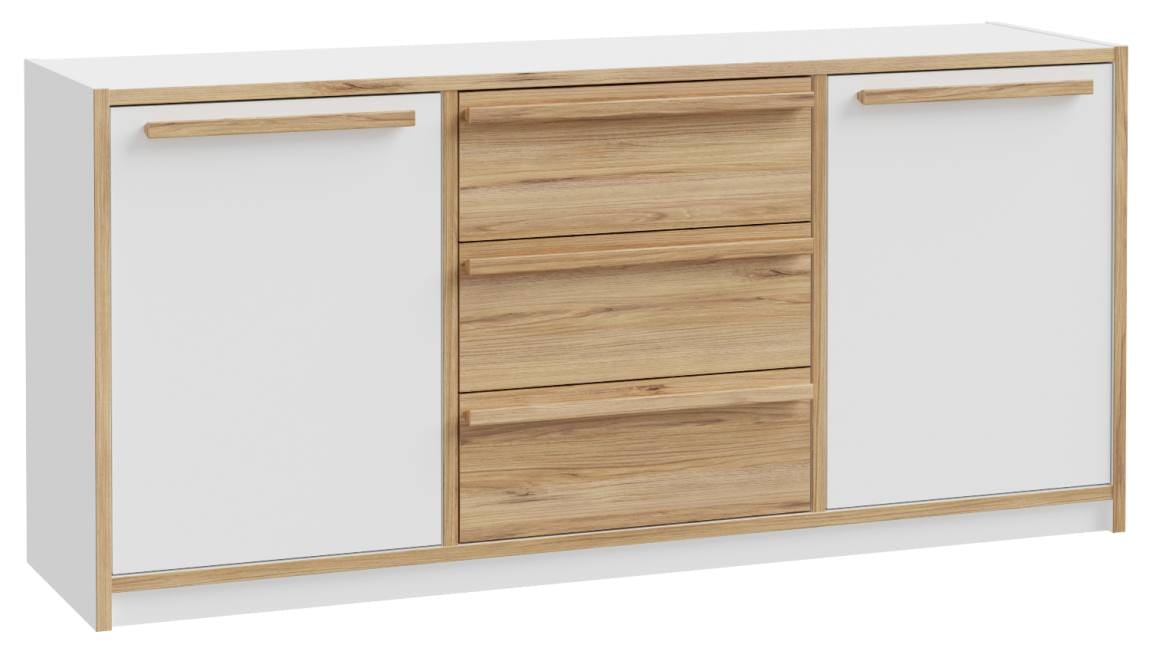 Sideboard S-ROOM mit 2 Türen und 3 Schubladen in Weiß / Catania Eiche von Forte