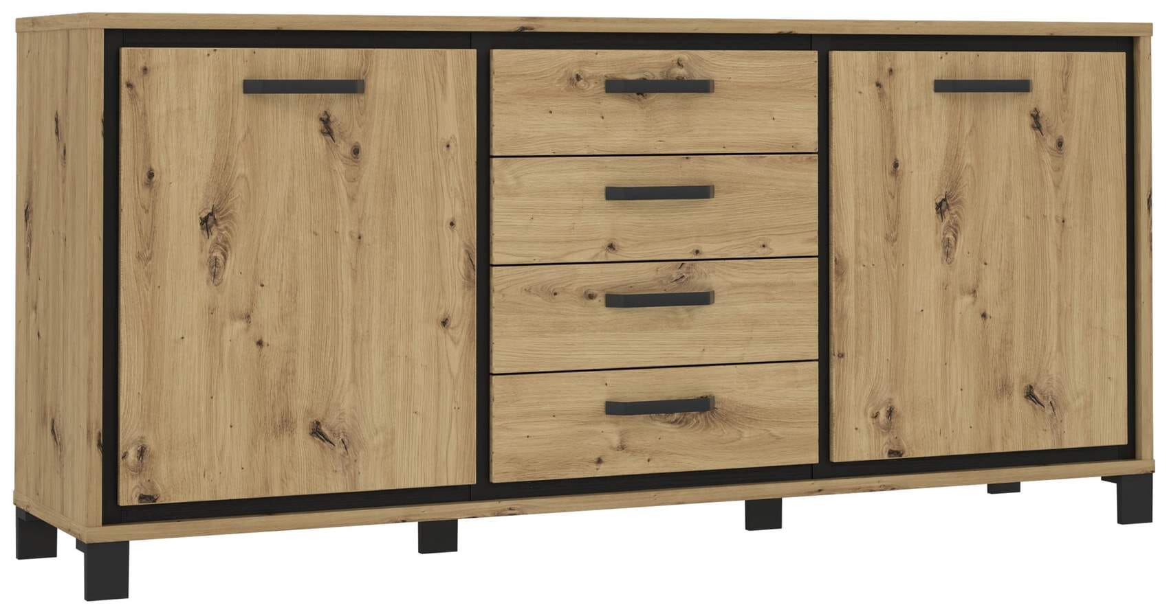 Sideboard TRONDHEIM 2-trg. 4 Schubladen Artisan / Schwarzeiche Optik von Forte