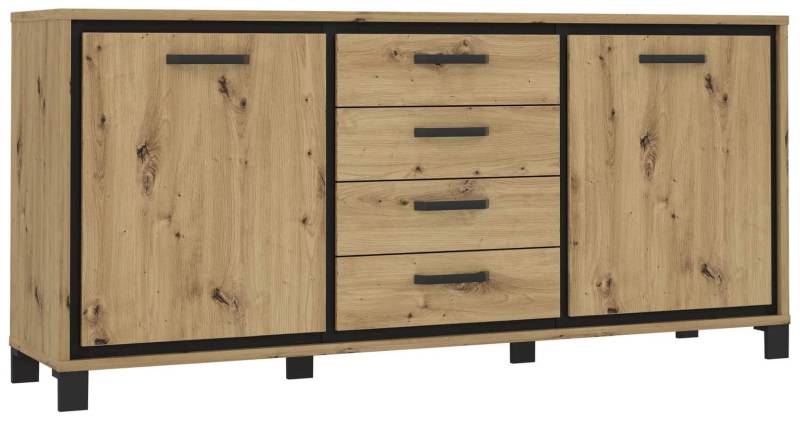 Sideboard TRONDHEIM 2-trg. 4 Schubladen Artisan / Schwarzeiche Optik von Forte
