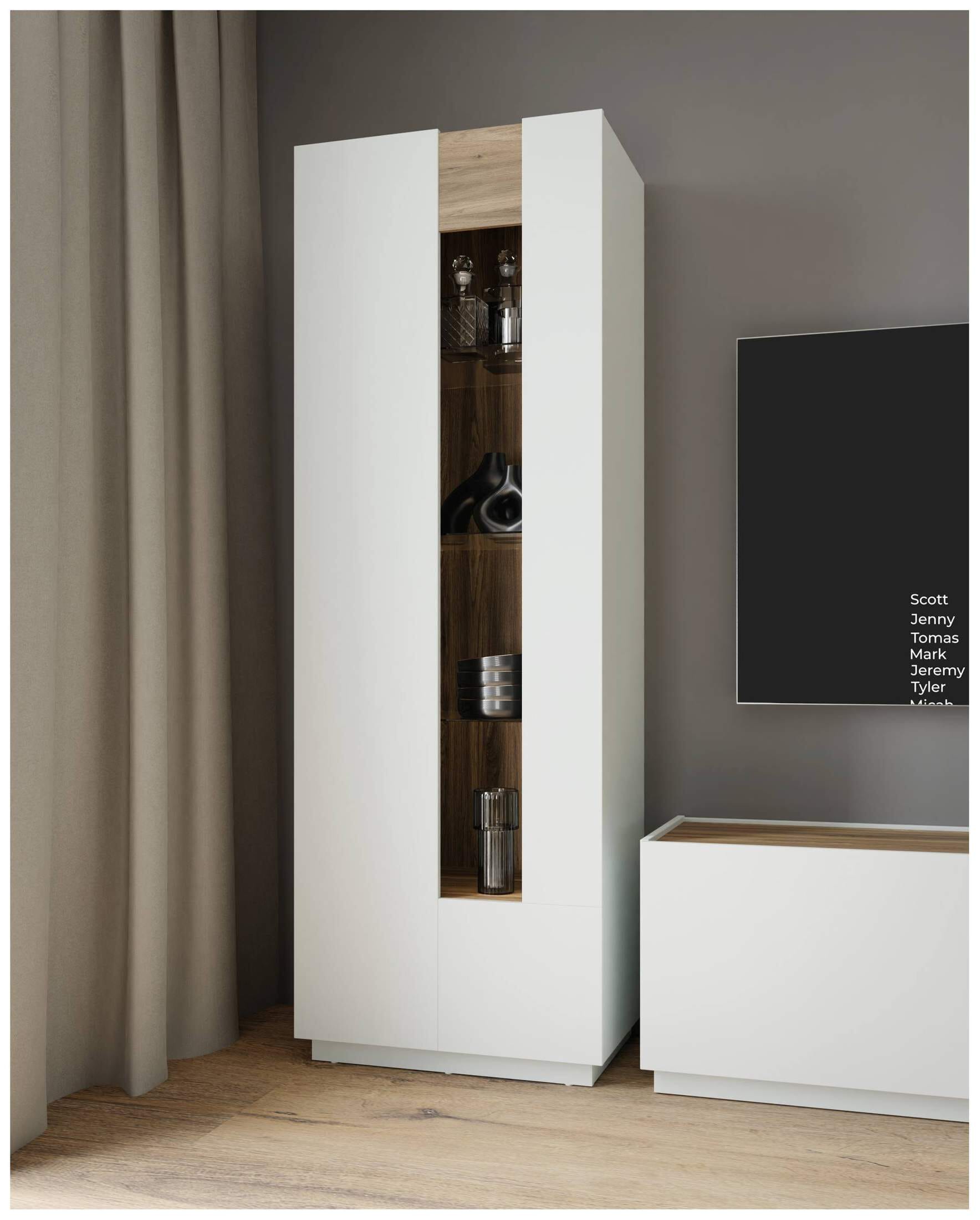 Vitrine LEWISVILLE Schrank 1 Tür Optik: Secret Grey / Valencia Oak von Forte