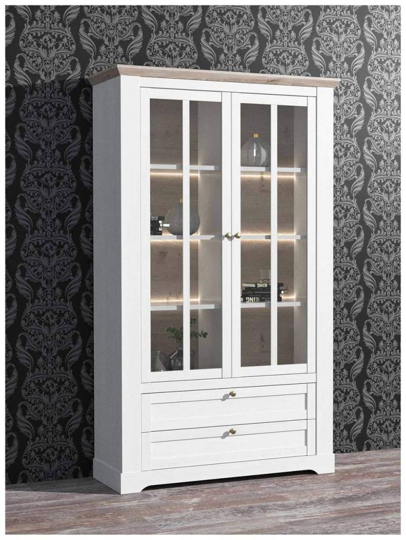 Vitrinenschrank ILOPPA 2-trg. 2 Schubladen Optik: Schneeeiche, Forte von Forte