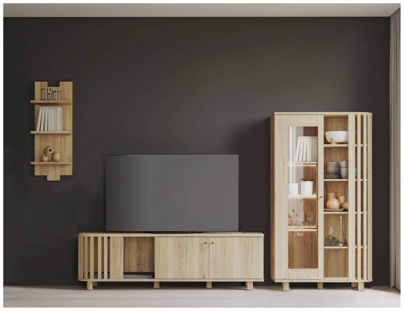 Wohnwand RANFLURY 01 Wohnzimmerschrank 3-tlg. Optik: Mauvella Eiche von Forte