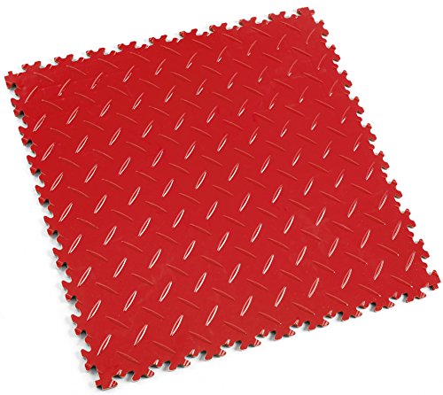 Fortelock PVC Vinyl Bodenfliese | PVC Fliesen Garage | Garagenboden | Werkstattboden | Industry Diamant (Hohe Belastbarkeit) 2010 (Rot) von Fortelock