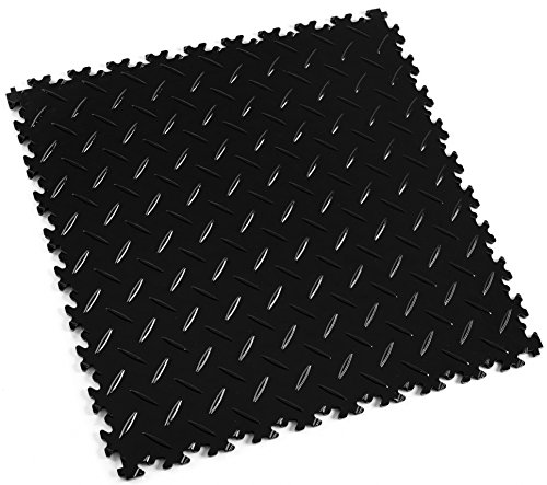 Fortelock PVC Vinyl Bodenfliese | PVC Fliesen Garage | Garagenboden | Werkstattboden | Industry Diamant (Hohe Belastbarkeit) 2010 (Schwarz) von Fortelock