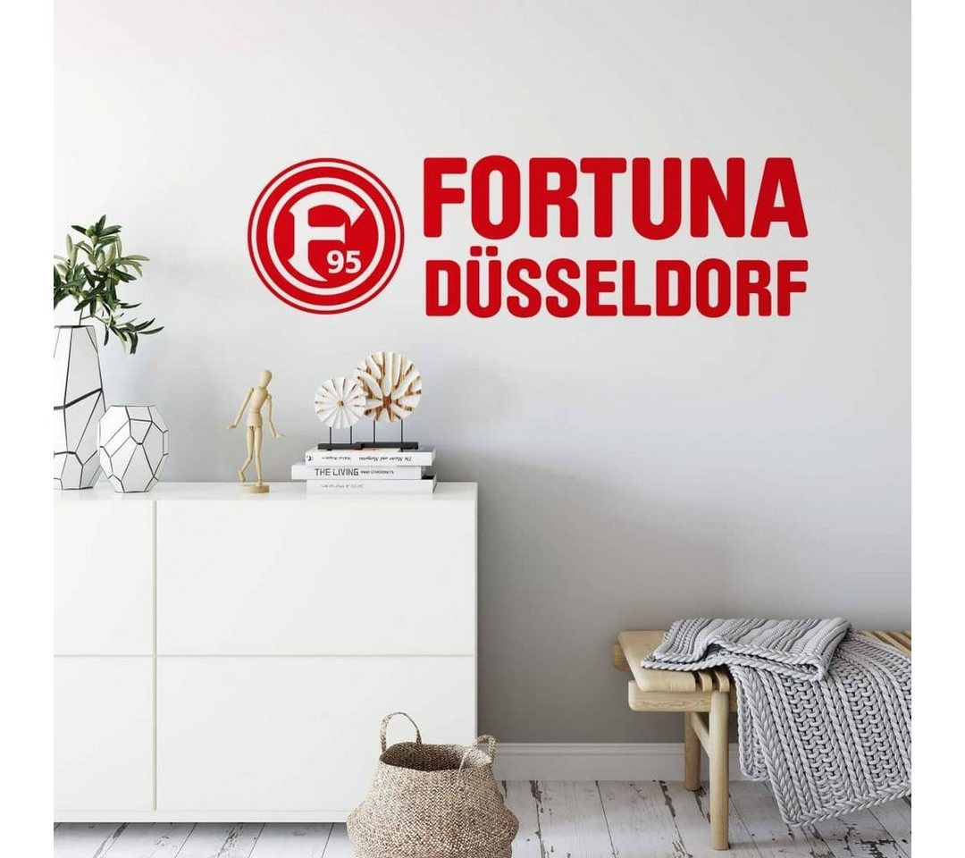 Fortuna Düsseldorf Wandtattoo Fußball Wandtattoo Fortuna Düsseldorf Schriftzug Logo F95 Emblem Fanartikel, Wandbild selbstklebend, entfernbar von Fortuna Düsseldorf