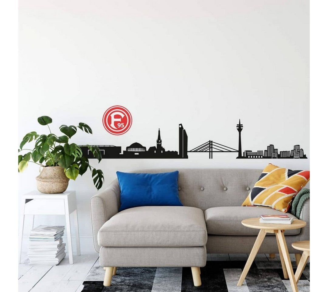 Fortuna Düsseldorf Wandtattoo Fußball Wandtattoo Fortuna Düsseldorf Skyline schwarz Logo Rot F95 Aufkleber, Wandbild selbstklebend, entfernbar von Fortuna Düsseldorf