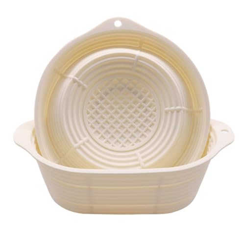 1 Sauerteig-Brotkorb aus Silikon Brotkörbe, ofenfeste Körbe, Backset zum Backen für Salatformen, umfassendes Set, ovales Banneton-Schüssel-Set, lebensmittelechtes Silikonmaterial (rund, Reisweiß) von FortunateSweet