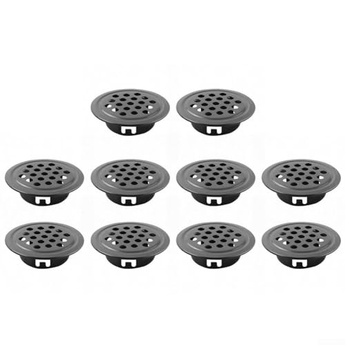 10 Stück runde Belüftungs-Mesh-Löcher, Edelstahl-Lüftungsabdeckungen für Schränke, einfache Installation und Wärmeableitung, für Küche, Schlafzimmer, Badezimmer (schwarz) von FortunateSweet
