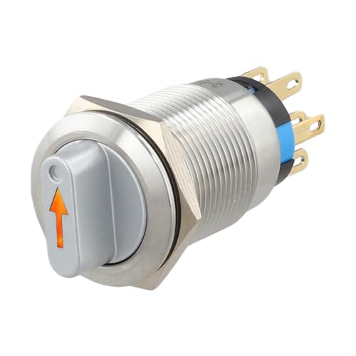 19 mm Momentaner Selbst-Reset-Drehknopfschalter, 3 Positionen, 2NO2NC für 36 V ONOFF, mit LED-Licht für einfache Sichtbarkeit (gelb) von FortunateSweet