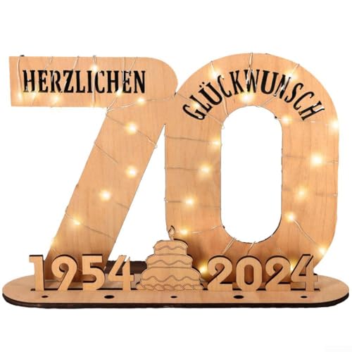 2024 Jubiläum Holzschild mit Ständer und Gästebuch für unvergessliche Geburtstagsfeiern (70) von FortunateSweet