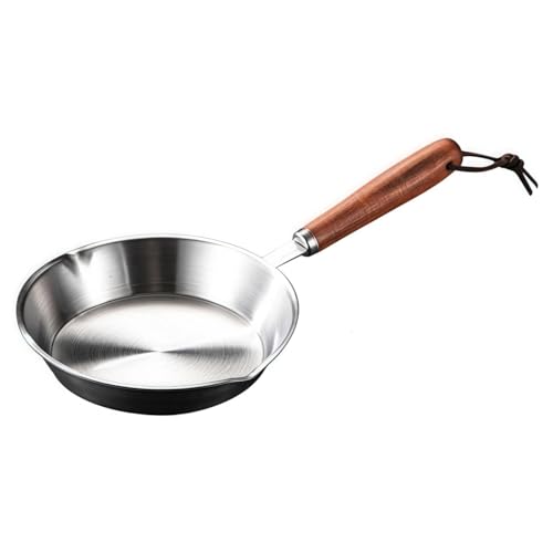 24 cm/28 cm Edelstahl-Bratpfanne, mit ergonomischem Holzgriff, Mehrzweck-Antihaft-Kochpfanne für Frühstückseier, kompatibel für Induktionsherde, gleichmäßige Wärmeverteilung (12 cm) von FortunateSweet