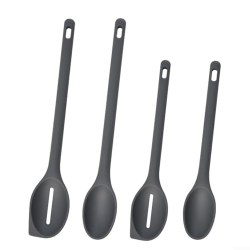 4 x multifunktionale Silikonlöffel zum Kochen, Mischen und Servieren mit Leichtigkeit (grau) von FortunateSweet