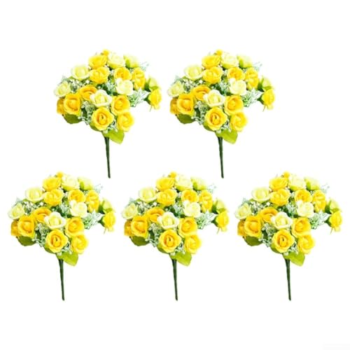 5-teiliges Kunstblumenset für Hochzeiten und Heim-Styling, leichtes Design für müheloses Arrangement (Gelb) von FortunateSweet