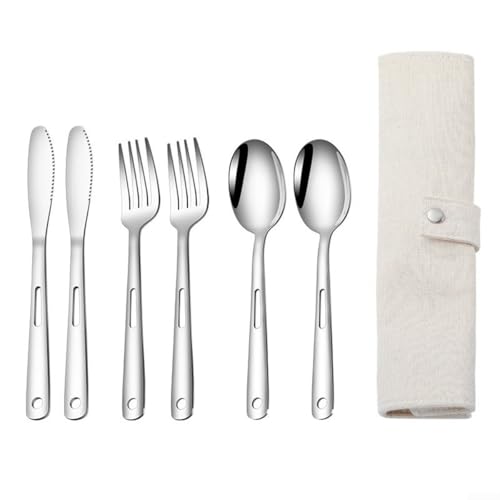 7-teiliges Edelstahl-Besteck-Set mit Spatel und Teelöffeln für Restaurants und Essen zu Hause (silberfarben) von FortunateSweet