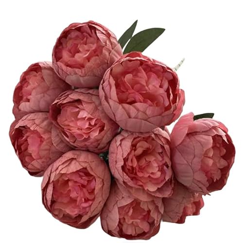 Dekorativer Blumenstrauß mit 10 Blütenköpfen, für Hochzeiten und Zuhause, verleiht Innenräumen Charme (rosarot) von FortunateSweet