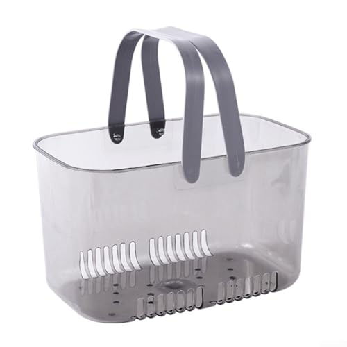 Duschkorb mit Griff, tragbarer, transparenter Duschkorb mit Drainage-Funktion, stilvolle Aufbewahrung für Badezimmer-Essentials (grau) von FortunateSweet