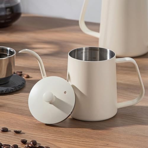 Edelstahl-Schwanenhals-Wasserkocher mit Hand-Tropfauslauf für präzises Übergießen und optimale Wärmeverteilung, 350600 ml Fassungsvermögen (3500 ml abgestufter Deckel) von FortunateSweet